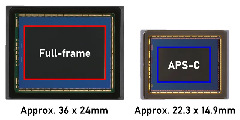 ภาพเทียบขนาดเซนเซอร์ฟูลเฟรมกับเซนเซอร์ APS-C ของ Canon