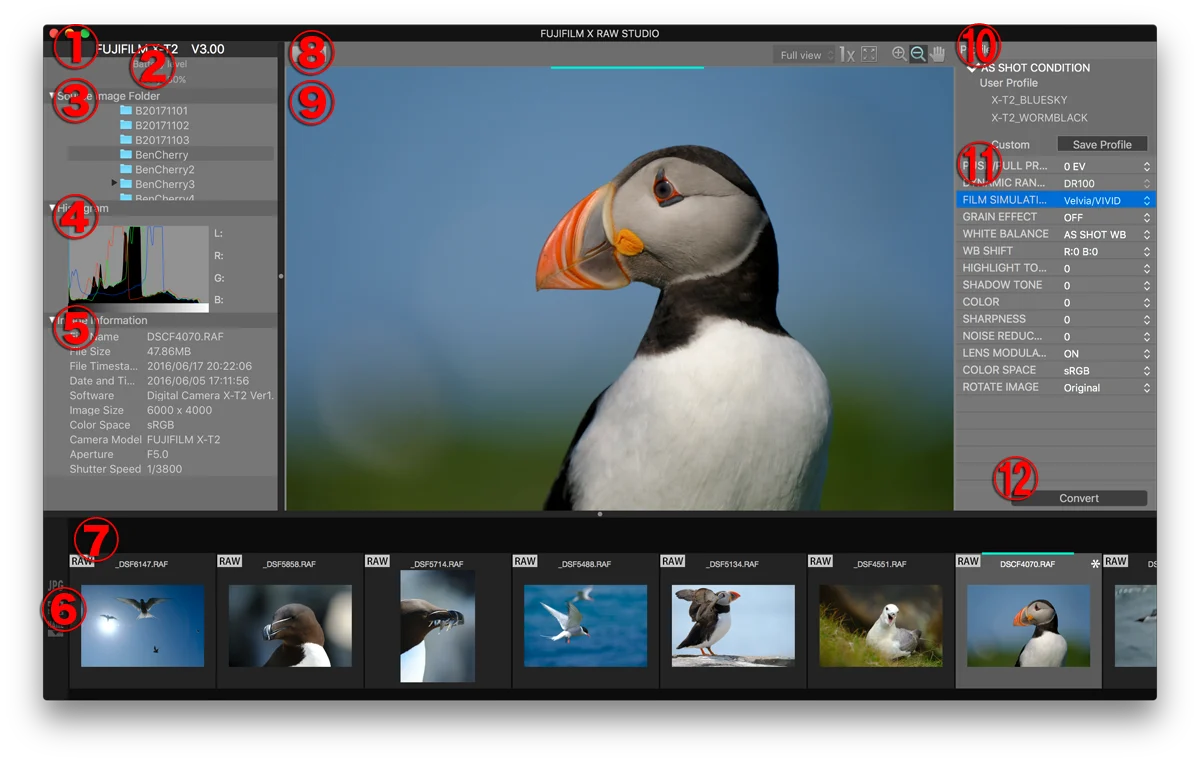 หน้าต่างหลักของโปรแกรม X RAW STUDIO