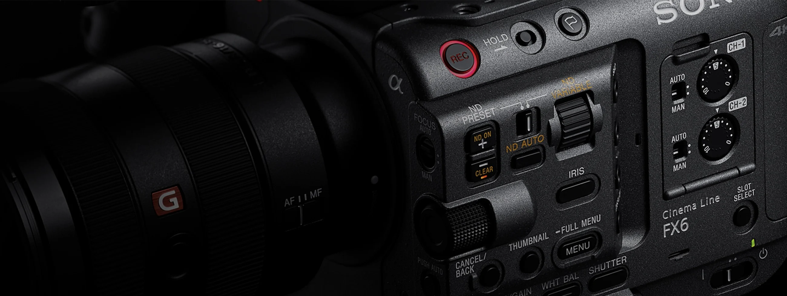 ปุ่มและวงล้อปรับ ND ในตัวกล้อง Sony FX6 ข้างปุ่ม ND AUTO