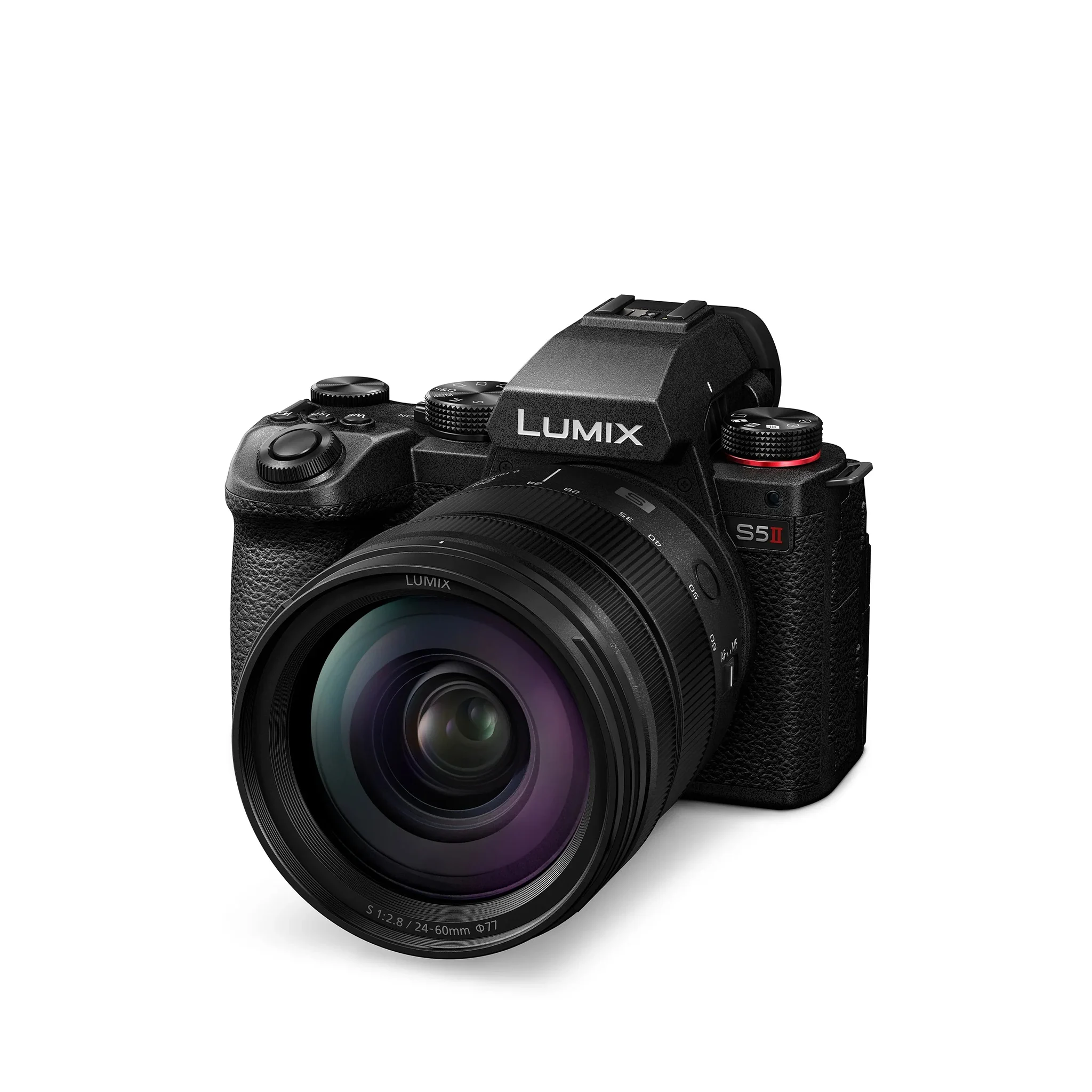 กล้อง LUMIX S5II ที่มี Active I.S. ติดเลนส์ LUMIX S 24-60mm มุมเฉียง