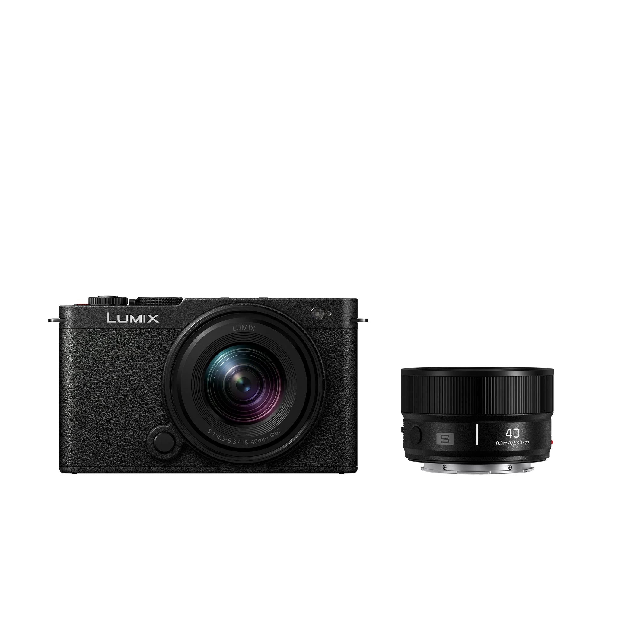 กล้อง LUMIX S9 สีดำ วางคู่กับเลนส์ฟิกซ์ LUMIX S 40mm F2