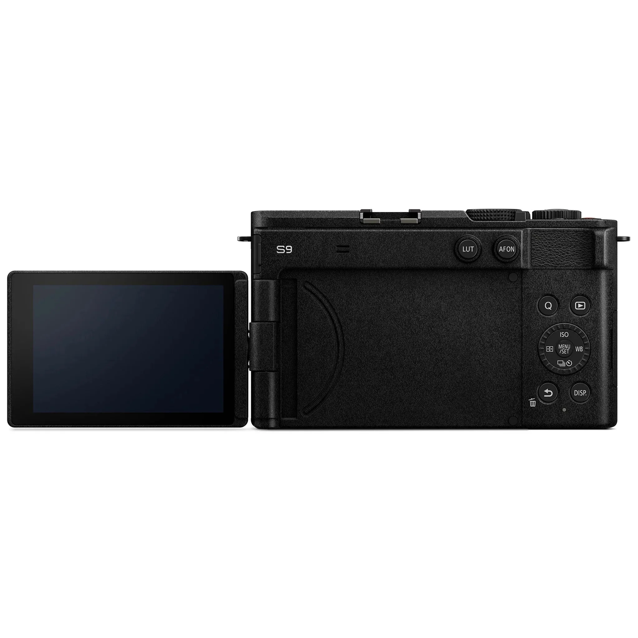 ด้านหลังกล้อง LUMIX S9 สีดำ เห็นจอและปุ่มควบคุม