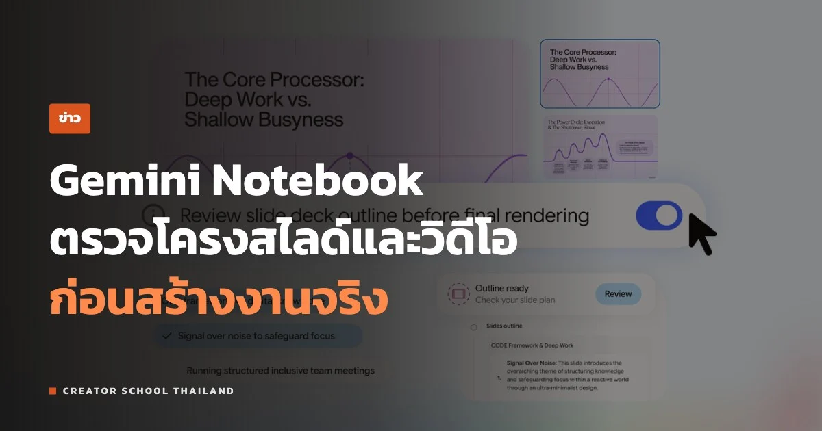 ปกข่าว Gemini Notebook ตรวจโครงสไลด์และวิดีโอ