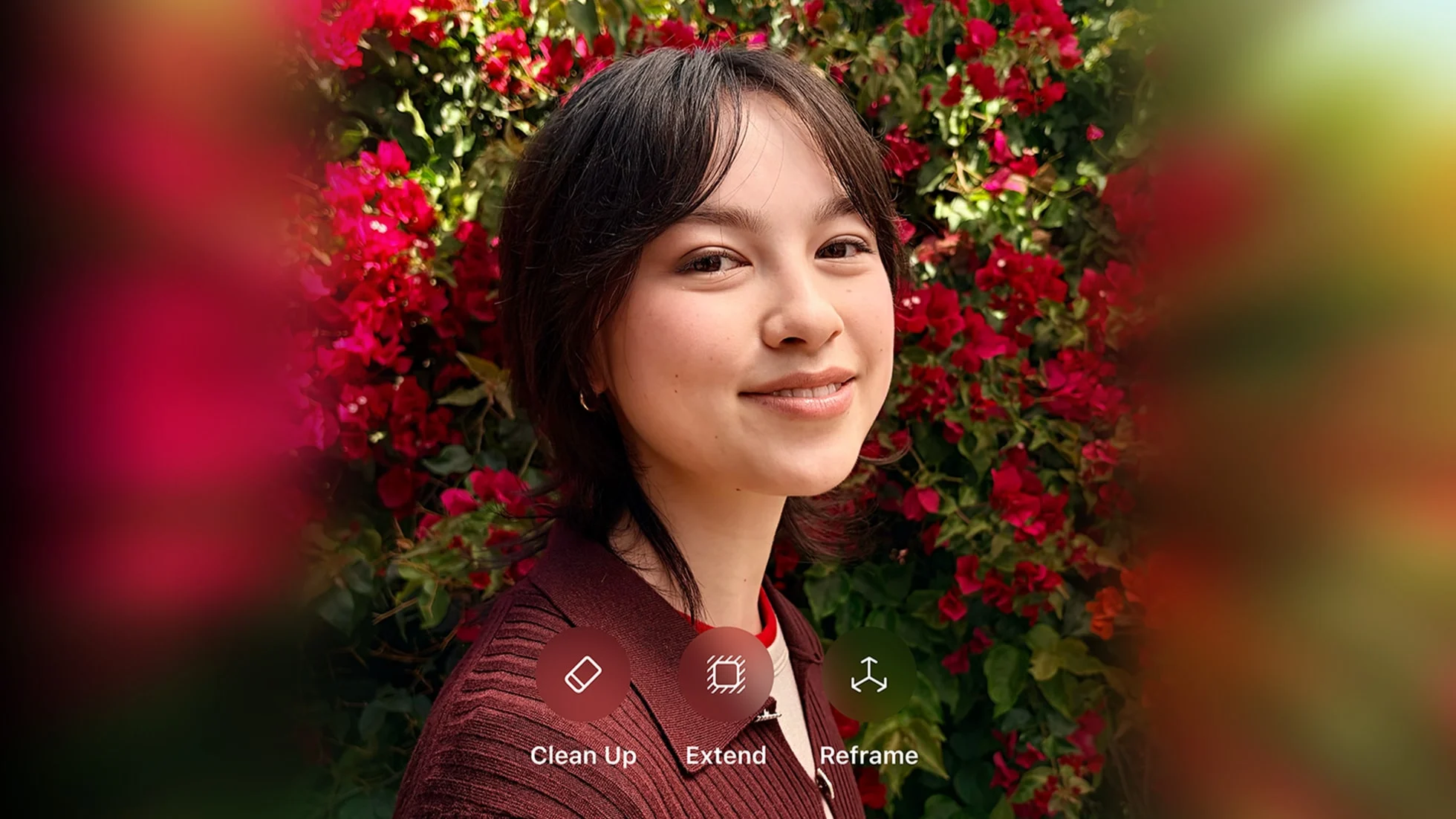 ลายน้ำ AI บน iPhone เครื่องมือ Clean Up Extend และ Reframe ในแอป Photos