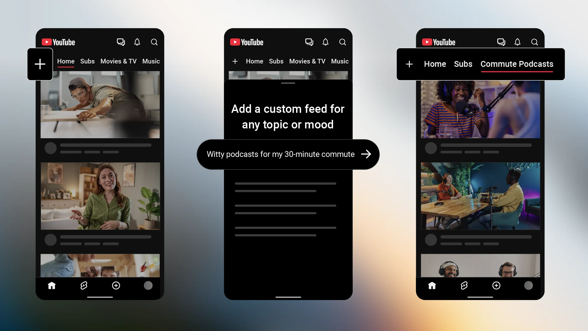 แท็บ Subscriptions YouTube ย้ายจากแถบล่างขึ้นไปอยู่แถบบนของหน้า Home ข้างฟีด Live และ Music
