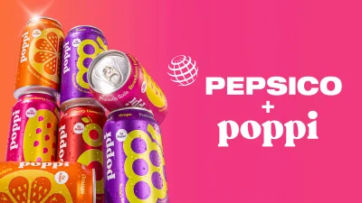 ภาพประกาศจาก PepsiCo เรื่องการซื้อกิจการแบรนด์ poppi